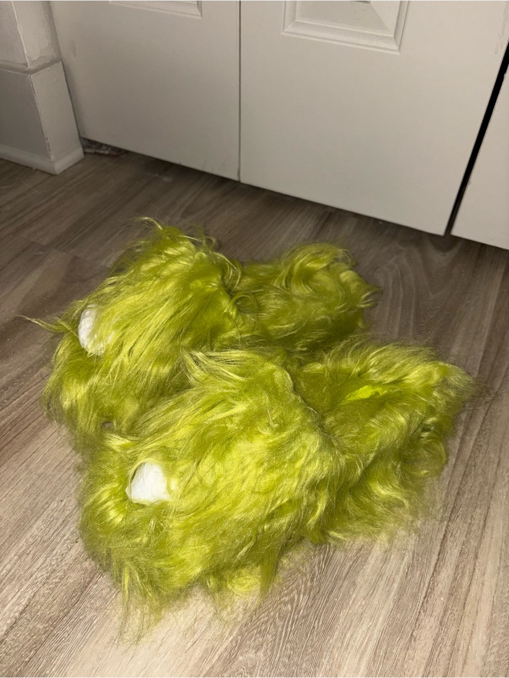 Fuzzy Lime Green Slides